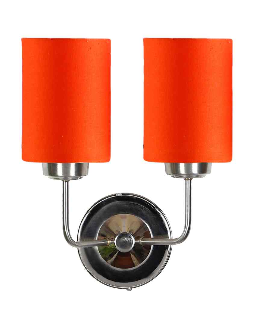 Classic Cotton Wall Mounted Dual Lamp with Steel Base | Set of 2 | 4 x 12 x 14 inches