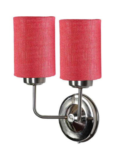 Rustic Jute Wall Mounted Dual Lamp Steel Base | Set of 2 | 4 x 12 x 14 inches