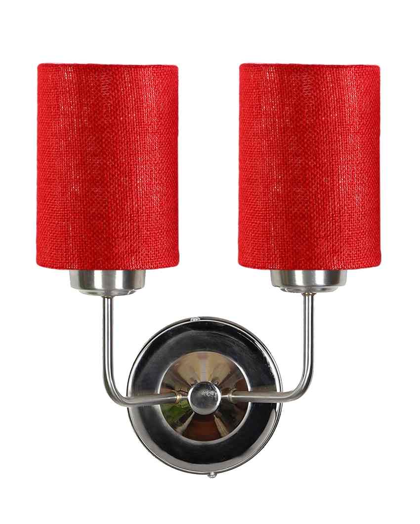 Rustic Jute Wall Mounted Dual Lamp Steel Base | Set of 2 | 4 x 12 x 14 inches