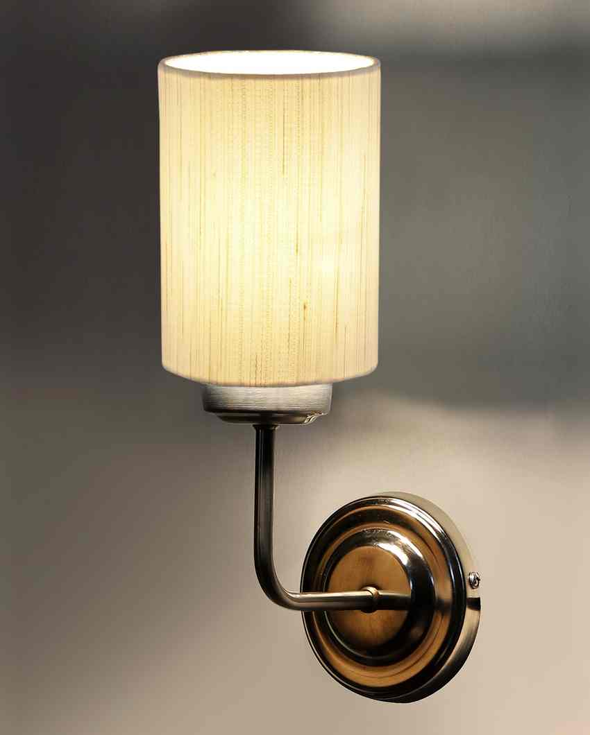 Vintage Cotton Wall Mounted Lamp With Steel Base | 4 x 7 x 12 inches