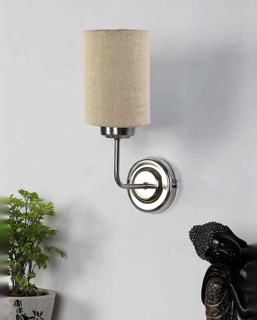 Vintage Cotton Wall Mounted Lamp With Steel Base | 4 x 7 x 12 inches