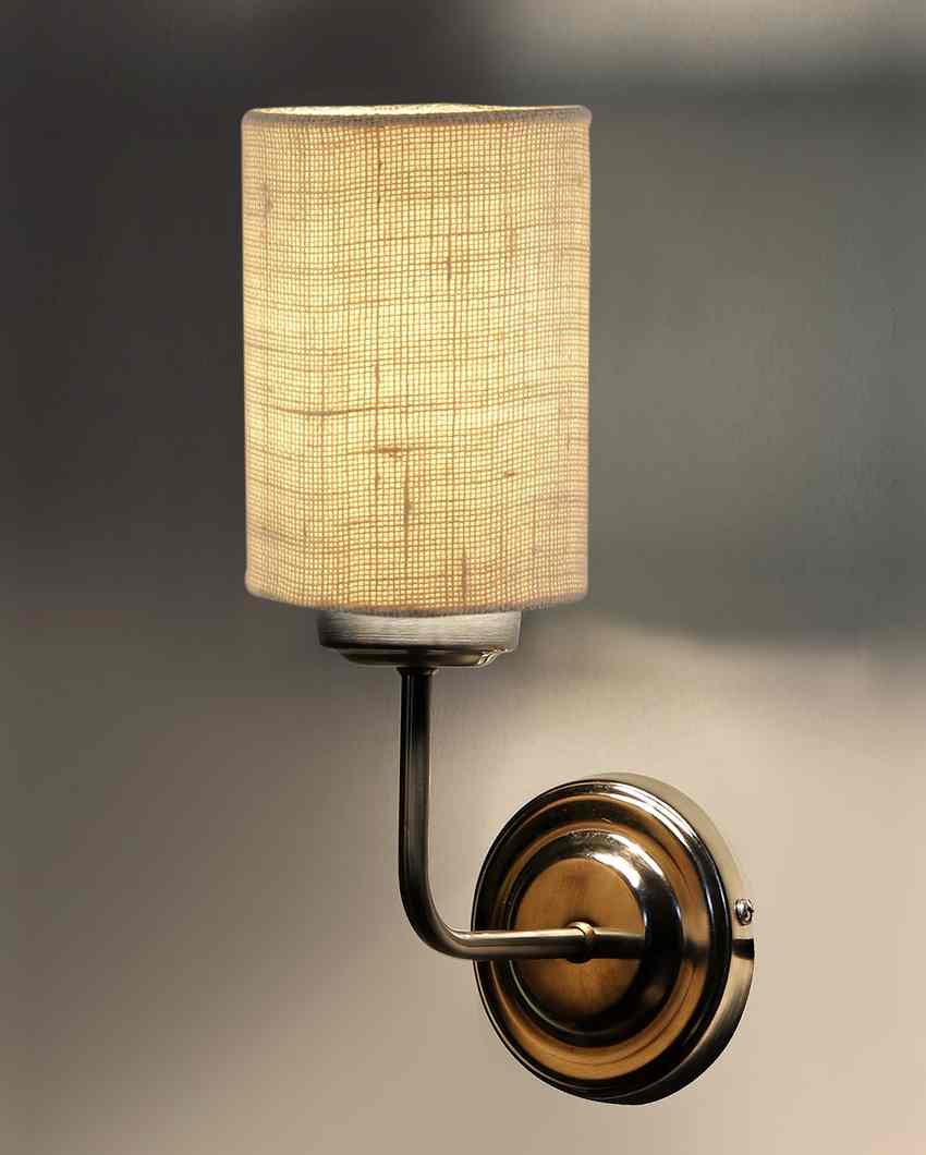 Vintage Cotton Wall Mounted Lamp With Steel Base | 4 x 7 x 12 inches