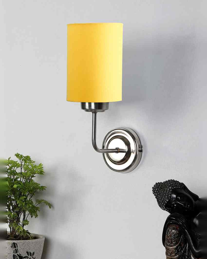 Chic Yellow Cotton Wall Mounted Lamp Steel Base | 4 x 7 x 12 inches