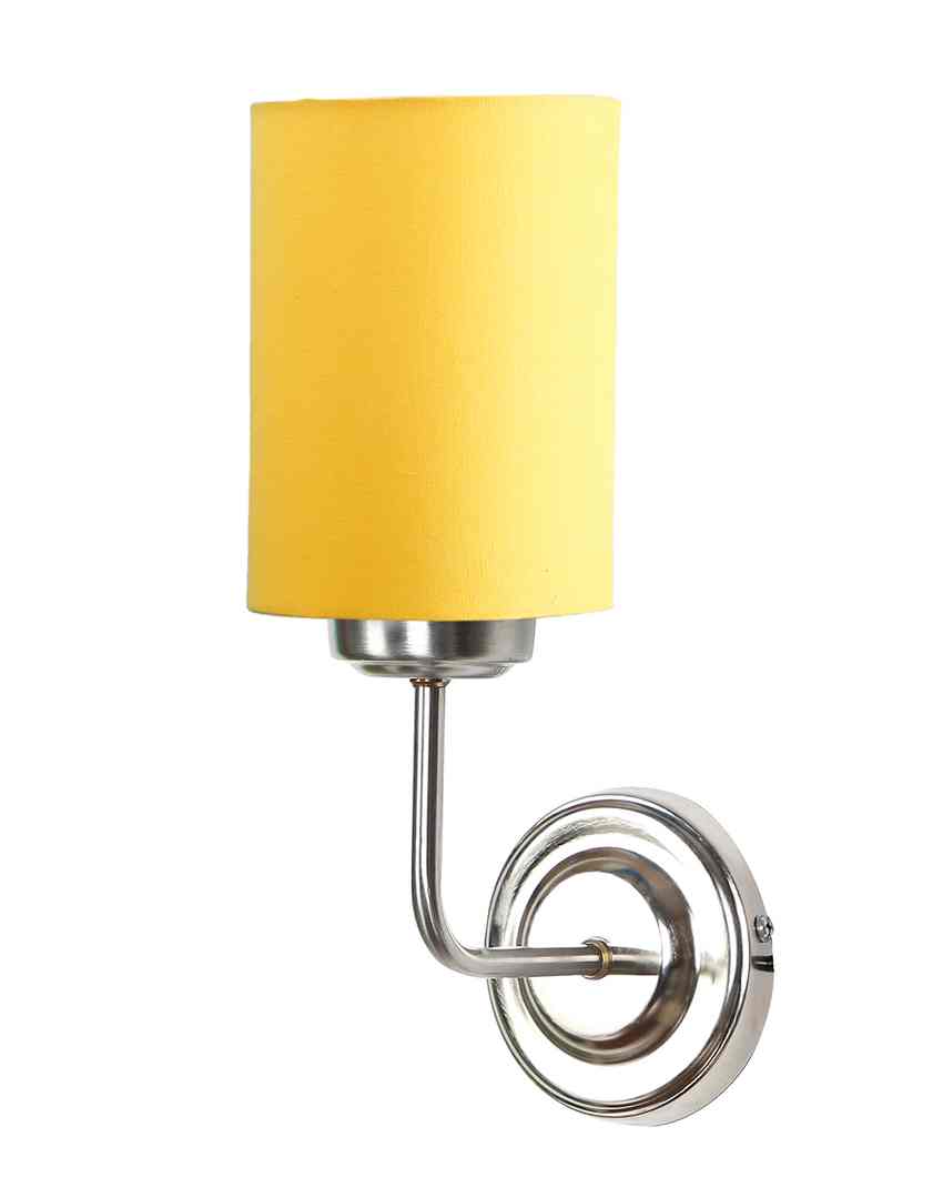 Chic Yellow Cotton Wall Mounted Lamp Steel Base | 4 x 7 x 12 inches