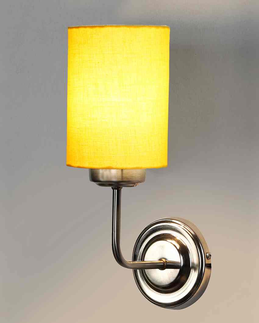 Chic Yellow Cotton Wall Mounted Lamp Steel Base | 4 x 7 x 12 inches