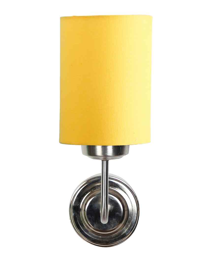 Chic Yellow Cotton Wall Mounted Lamp Steel Base | 4 x 7 x 12 inches