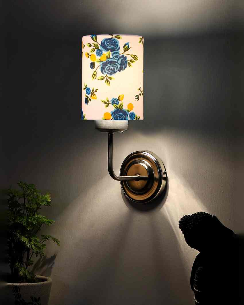 Textured Unique Cotton Shade Wall Mounted Lamp With Steel Base | 4 x 7 x 12 inches