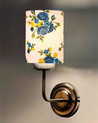 Textured Unique Cotton Shade Wall Mounted Lamp With Steel Base | 4 x 7 x 12 inches