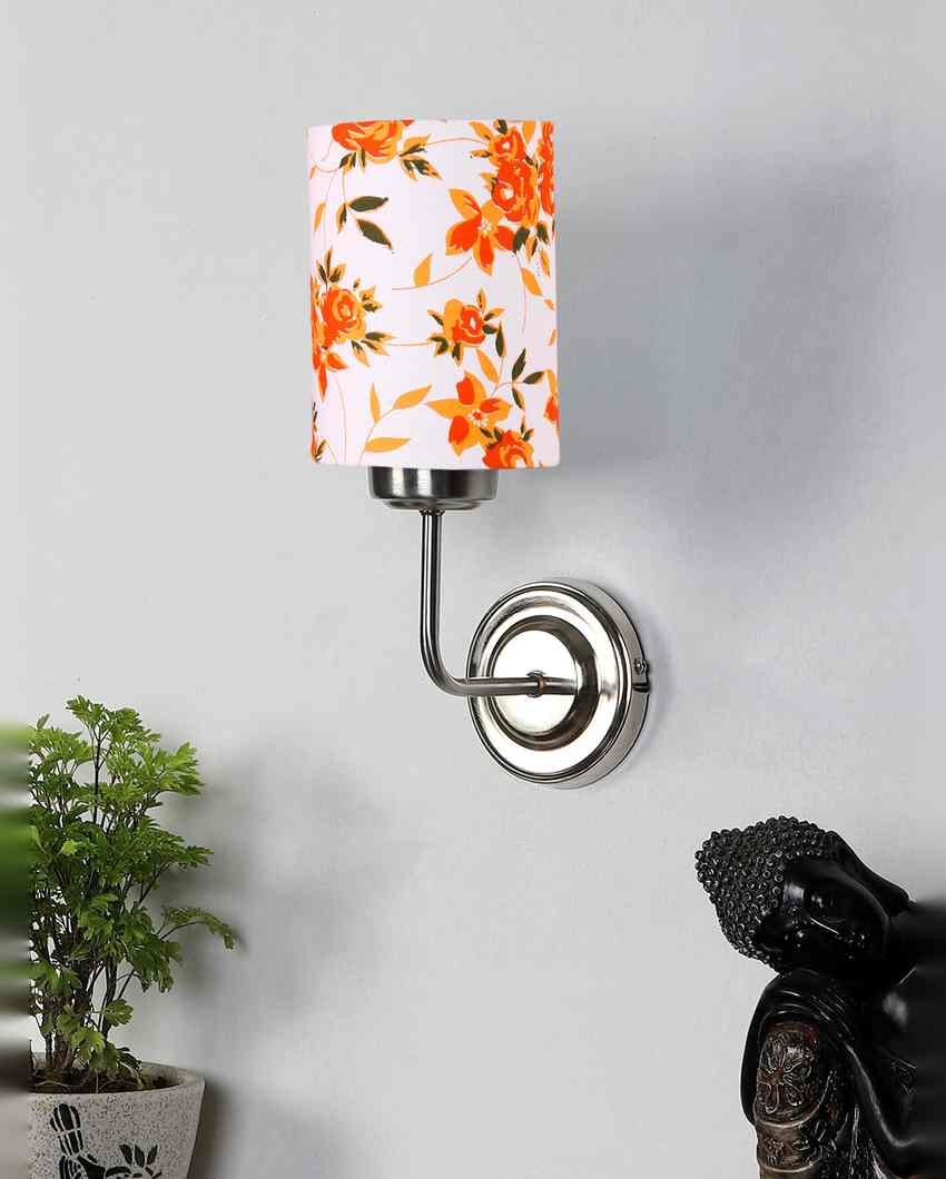 Elegant Cotton Shade Wall Mounted Lamp With Steel Base | 4 x 7 x 12 inches