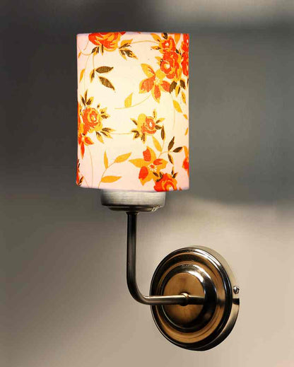 Elegant Cotton Shade Wall Mounted Lamp With Steel Base | 4 x 7 x 12 inches