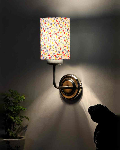 Sleek Cotton Shade Wall Mounted Lamp With Steel Base | 4 x 7 x 12 inches