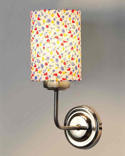 Sleek Cotton Shade Wall Mounted Lamp With Steel Base | 4 x 7 x 12 inches