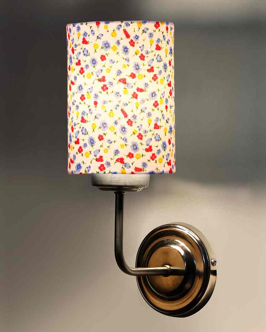 Sleek Cotton Shade Wall Mounted Lamp With Steel Base | 4 x 7 x 12 inches