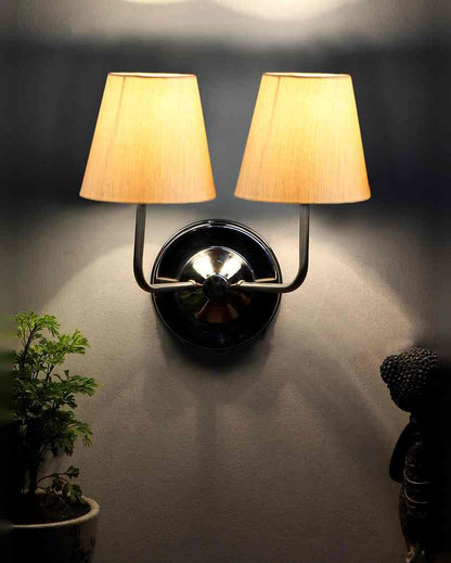 Timeless Cotton Wall Mounted Dual Lamp with Steel Base | Set of 2 | 4 x 13 inches