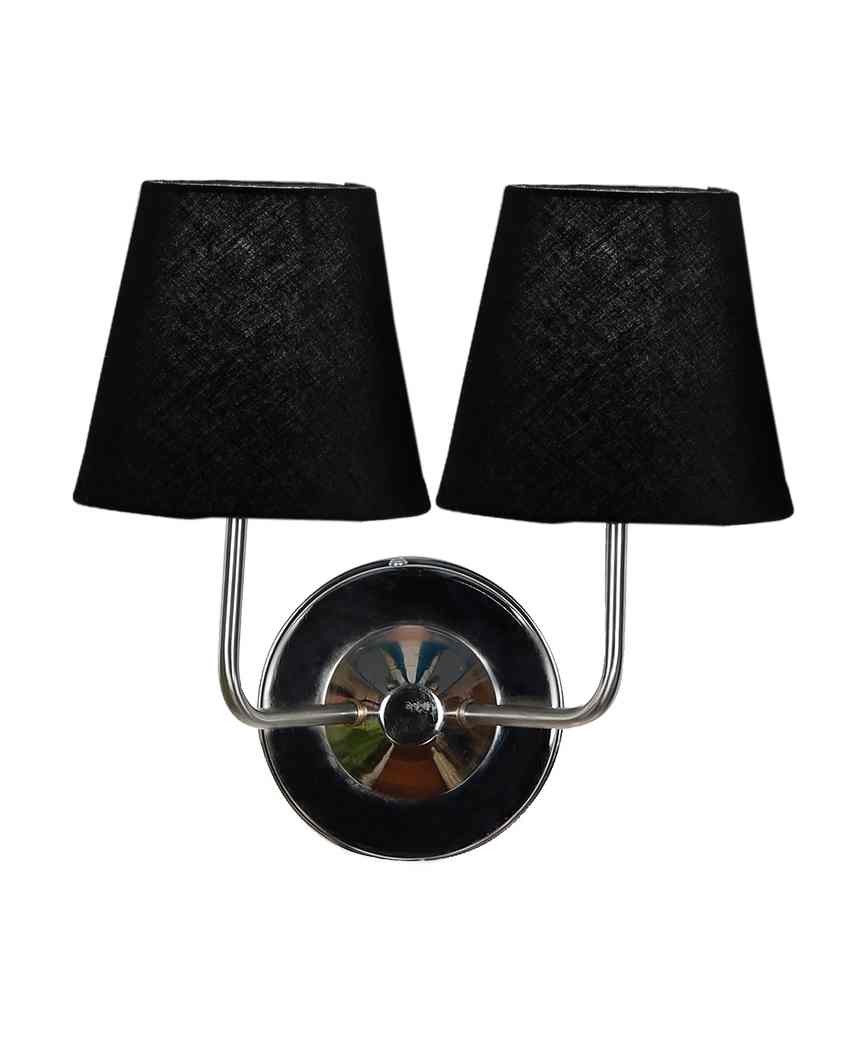 Timeless Cotton Wall Mounted Dual Lamp with Steel Base | Set of 2 | 4 x 13 inches