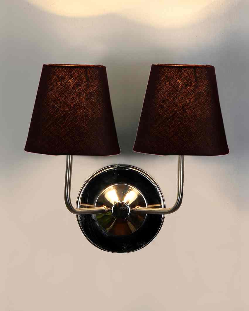 Timeless Cotton Wall Mounted Dual Lamp with Steel Base | Set of 2 | 4 x 13 inches