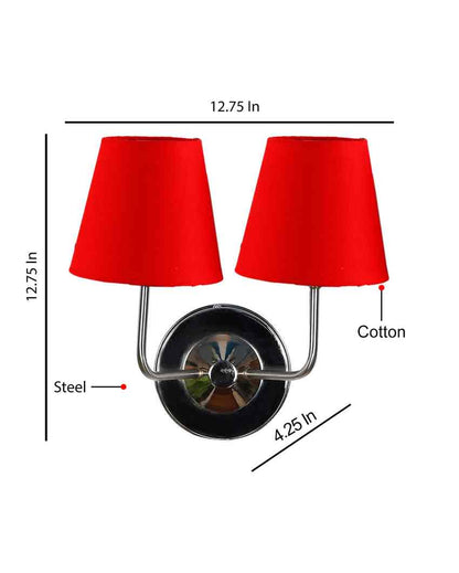 Timeless Cotton Wall Mounted Dual Lamp with Steel Base | Set of 2 | 4 x 13 inches