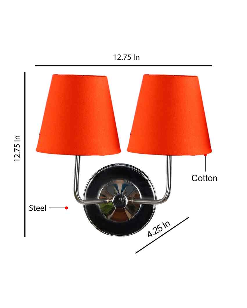 Timeless Cotton Wall Mounted Dual Lamp with Steel Base | Set of 2 | 4 x 13 inches