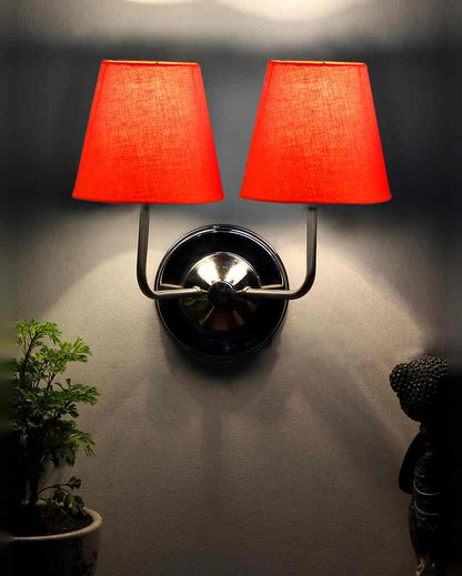 Timeless Cotton Wall Mounted Dual Lamp with Steel Base | Set of 2 | 4 x 13 inches