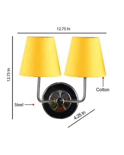 Timeless Cotton Wall Mounted Dual Lamp with Steel Base | Set of 2 | 4 x 13 inches