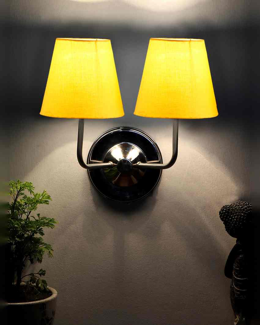 Timeless Cotton Wall Mounted Dual Lamp with Steel Base | Set of 2 | 4 x 13 inches