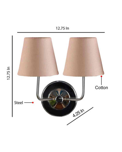 Timeless Cotton Wall Mounted Dual Lamp with Steel Base | Set of 2 | 4 x 13 inches