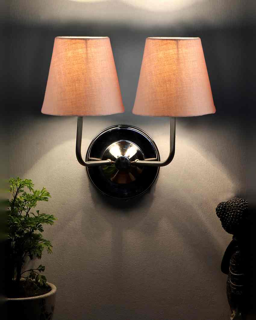 Timeless Cotton Wall Mounted Dual Lamp with Steel Base | Set of 2 | 4 x 13 inches