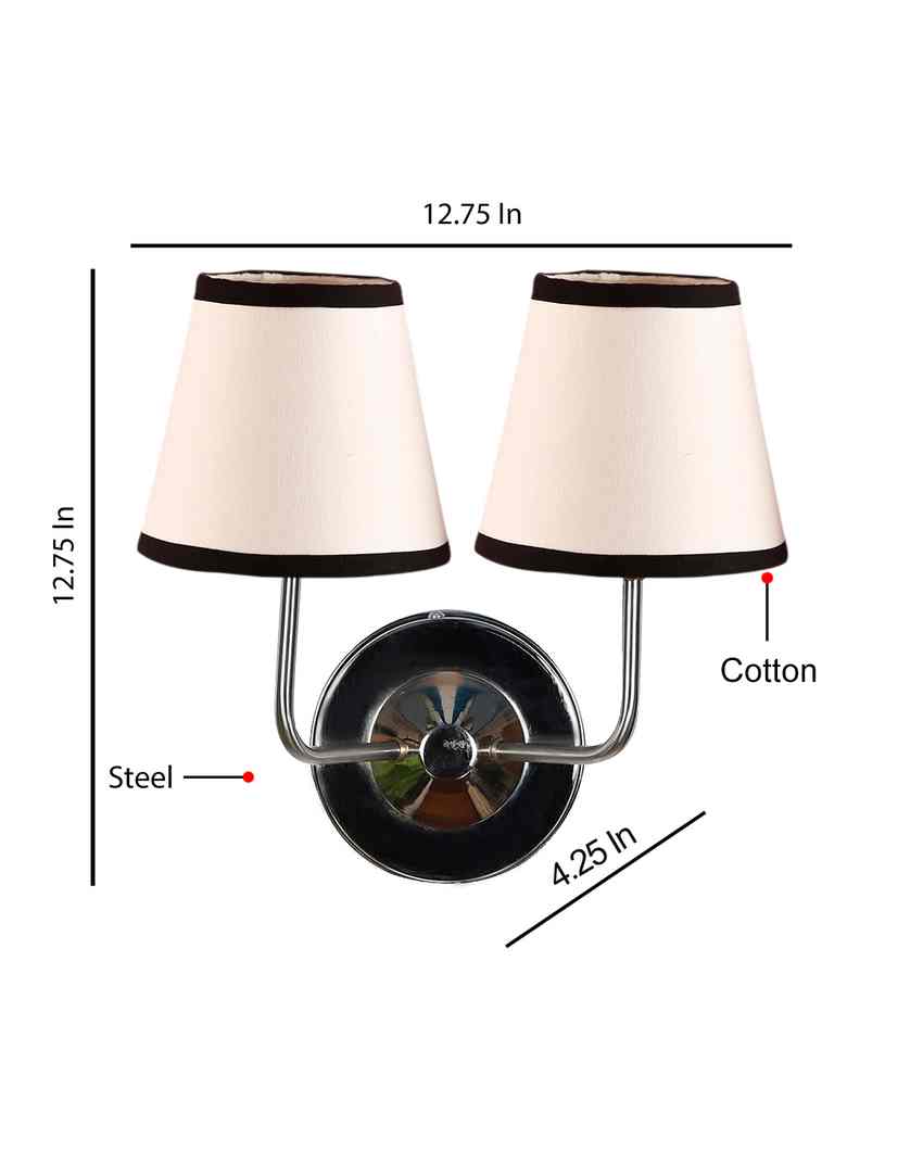 Sophisticated Modern Cotton Wall Mounted Dual Lamp With Steel Base | Set of 2 | 4 x 13 inches