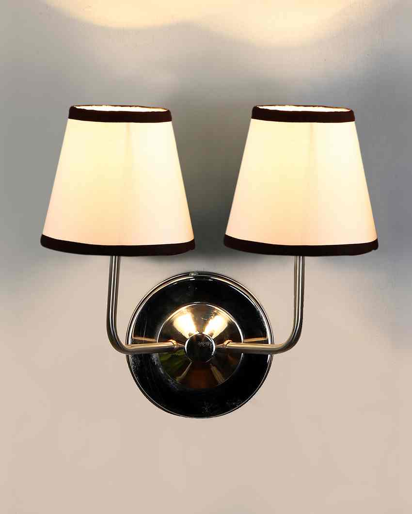 Sophisticated Modern Cotton Wall Mounted Dual Lamp With Steel Base | Set of 2 | 4 x 13 inches