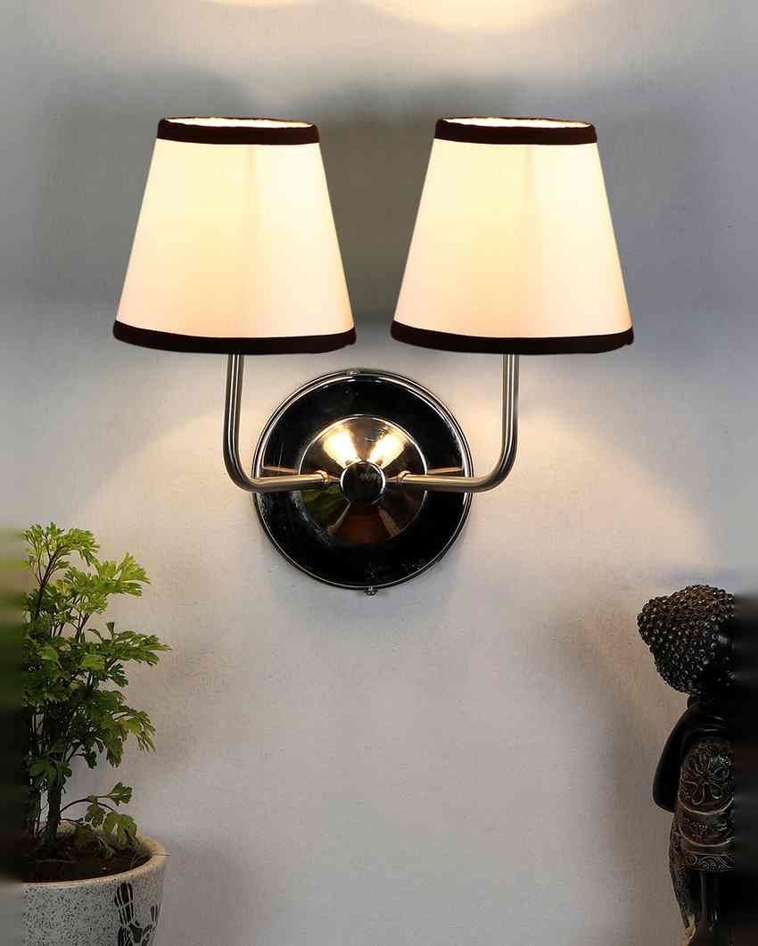 Sophisticated Modern Cotton Wall Mounted Dual Lamp With Steel Base | Set of 2 | 4 x 13 inches