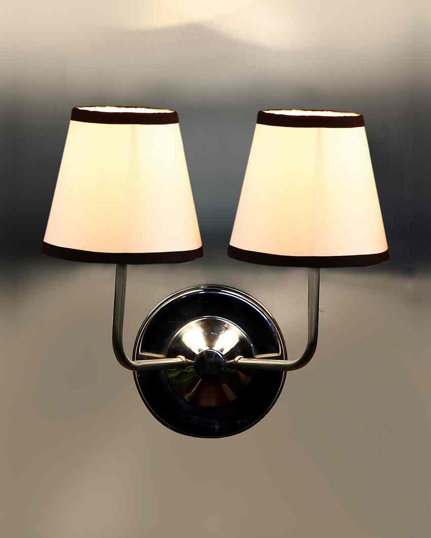 Sophisticated Modern Cotton Wall Mounted Dual Lamp With Steel Base | Set of 2 | 4 x 13 inches