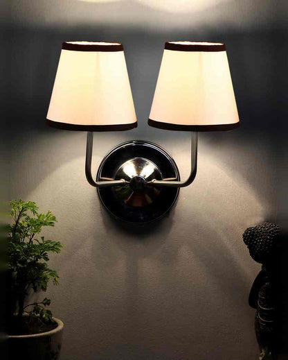 Sophisticated Modern Cotton Wall Mounted Dual Lamp With Steel Base | Set of 2 | 4 x 13 inches