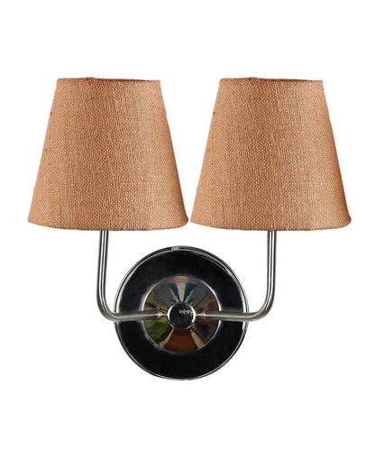 Sleek Cotton Wall Mounted Dual Lamp With Steel Base | Set of 2 | 4 x 13 inches