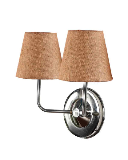 Sleek Cotton Wall Mounted Dual Lamp With Steel Base | Set of 2 | 4 x 13 inches