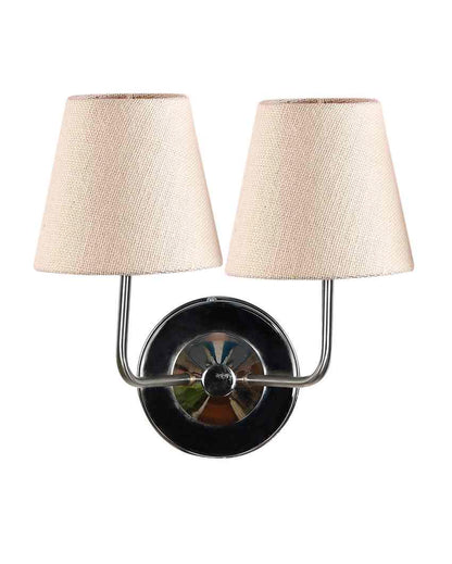 Sleek Cotton Wall Mounted Dual Lamp With Steel Base | Set of 2 | 4 x 13 inches