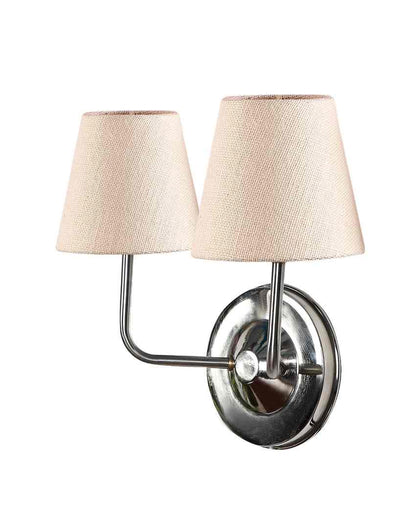 Sleek Cotton Wall Mounted Dual Lamp With Steel Base | Set of 2 | 4 x 13 inches