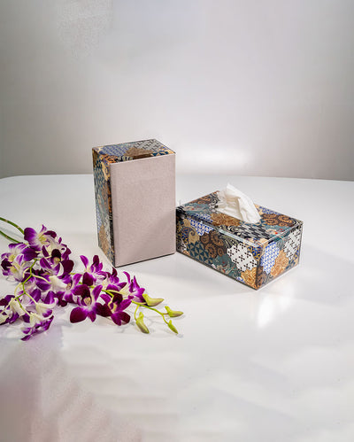 Chic Design Multicolored Modern Glass Tissue Holder | 8 x 5 x 4 inches