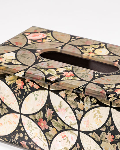 Bathroom Essential Garden Bloom Glass Tissue Holder | 8 x 5 x 4 inches