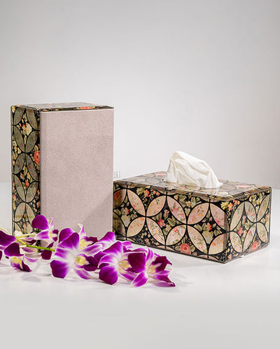 Bathroom Essential Garden Bloom Glass Tissue Holder | 8 x 5 x 4 inches