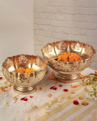 Max Mart Golden Finish Decorative Urli Bowl | Set of 2