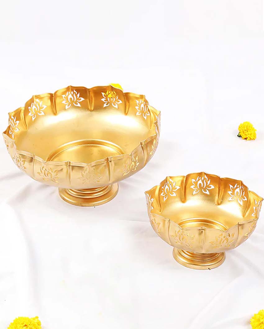 Max Mart Golden Finish Decorative Urli Bowl | Set of 2