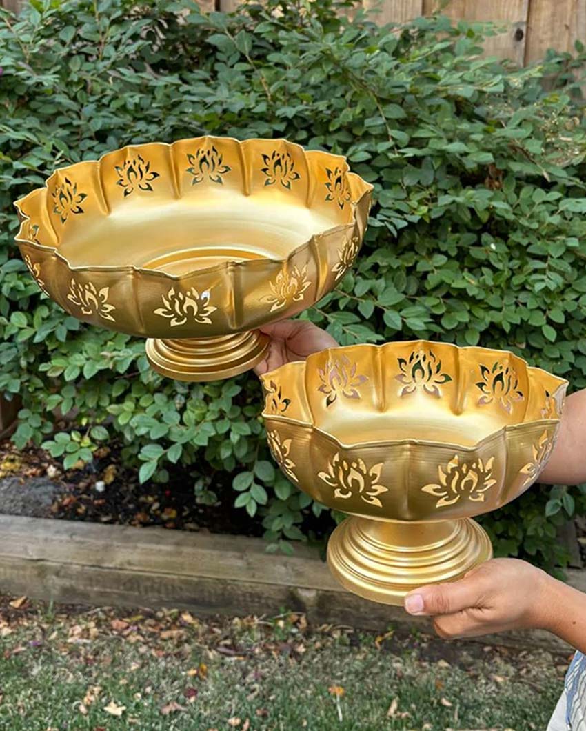 Max Mart Golden Finish Decorative Urli Bowl | Set of 2