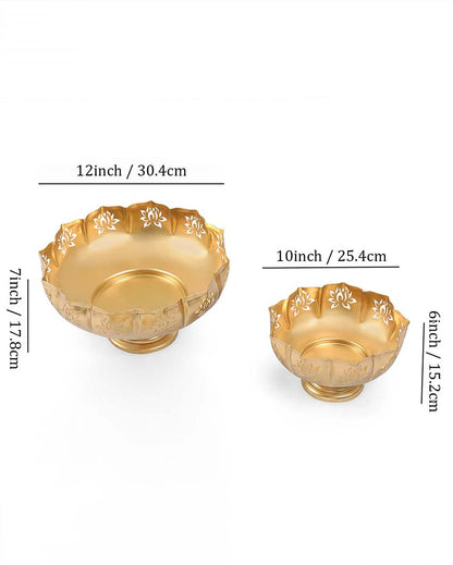 Max Mart Golden Finish Decorative Urli Bowl | Set of 2