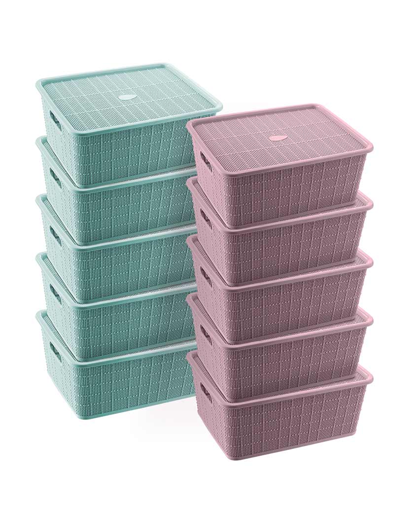 Classic knit Pattern Polypropylene Storage Baskets | Set Of 10