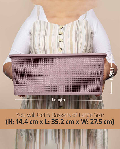 Classic knit Pattern Polypropylene Storage Baskets | Set Of 10