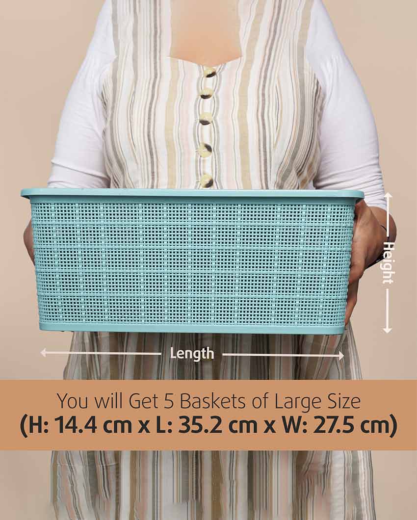 Classic knit Pattern Polypropylene Storage Baskets | Set Of 10 | 14 x 9 inches