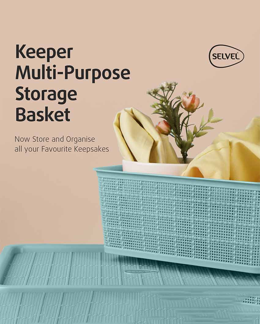 Classic knit Pattern Polypropylene Storage Baskets | Set Of 10 | 14 x 9 inches