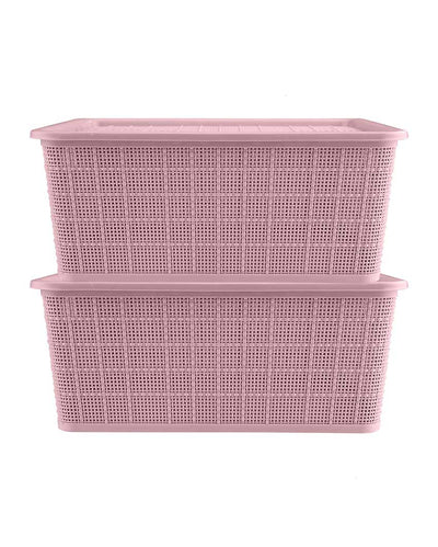 Stylish Multipurpose Polypropylene Big Baskets | Set Of 2 | 14 x 9 inches