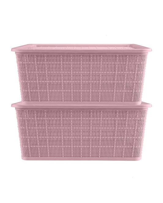 Stylish Multipurpose Polypropylene Big Baskets | Set Of 2 | 14 x 9 inches