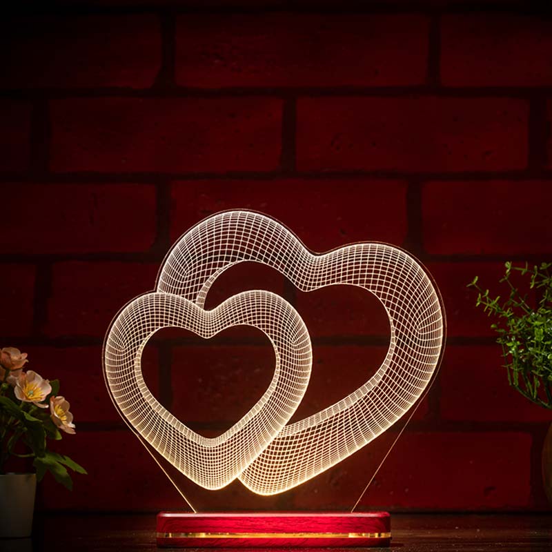 Hearts Big N Small Lamp | With Rechargeable Battery